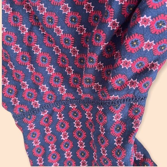 Emberly Red & Blue Print Layered Bell Sleeves Shift Dress Size L - Picture 10 of 16